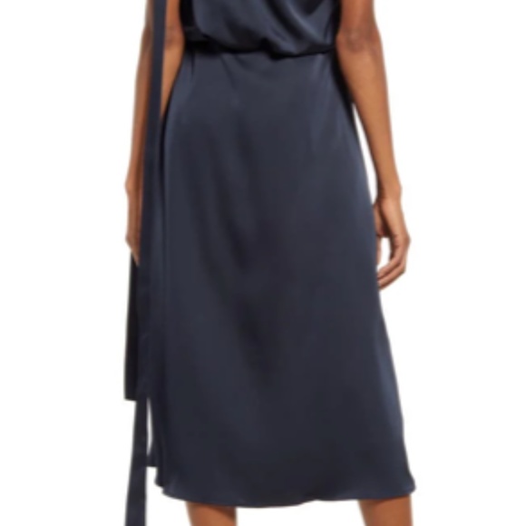 NWT AMYLYNN One Shoulder Satin Dress in Navy Blue, Size Small - Picture 5 of 16